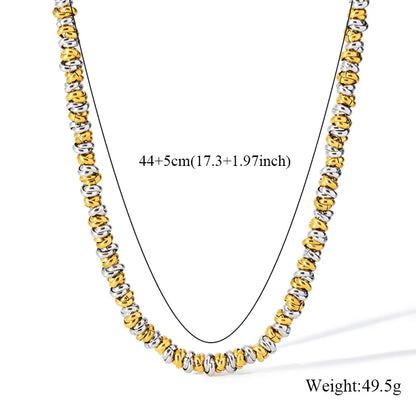EILIECK 316L Stainless Steel Metal 2-Color Chain Necklace Bracelet Set For Women Fashion Punk Collar Waterproof Jewelry New Gift