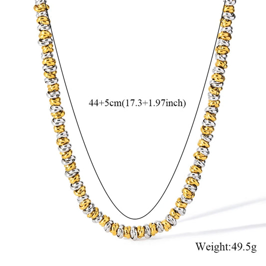 EILIECK 316L Stainless Steel Metal 2-Color Chain Necklace Bracelet Set For Women Fashion Punk Collar Waterproof Jewelry New Gift