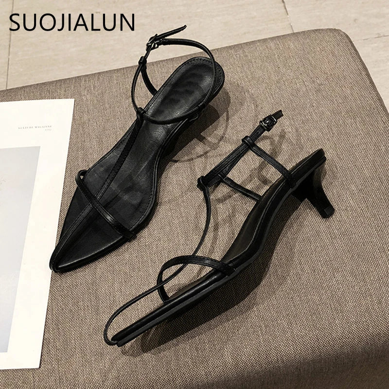 Women's Narrow-Strap Low-Heel Sandals