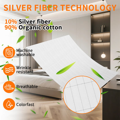 Grounding Sheet with Grounding Cord Organic Cotton and 10% Silver Fiber Materials Natural Wellness Antistatic Release Stress