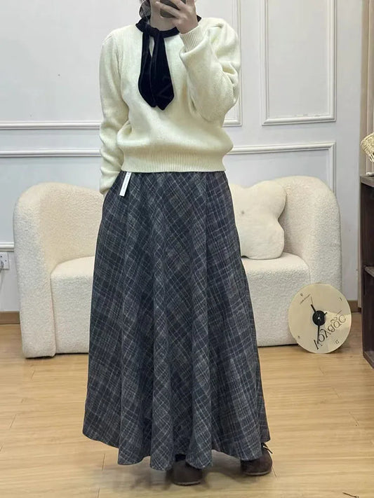 Plaid A-Line Skirt in 80 cm and 90 cm Options