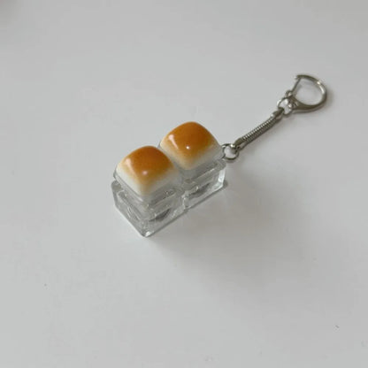 Creative Bread Keyboard Keychain Mechanical Keyboard Decompression Toy Keyring Bag Pendant Soft Finger Button Keychain