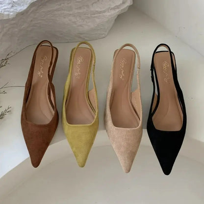 Women's Pointed-Toe Low-Heel Slingbacks in Style Options