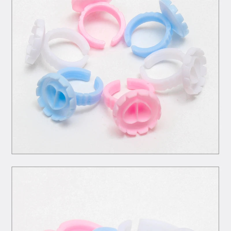 Wholesale100Pcs  Tools Lash Disposable Container Tattoo Pigment Eyelash Extension Cup Rings Holder Eyelash Glue Fan Supplies