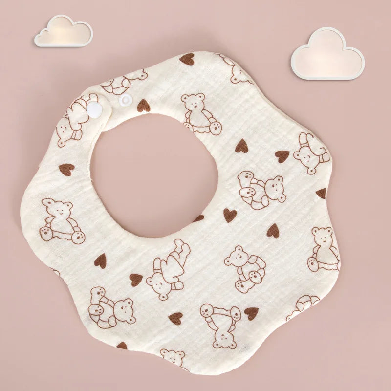 Baby Gauze Bibs Pure Cotton Class A Saliva Towel Milk Spilt Prevent Grass and Wood Dyed 360 Degrees Newborn Bib