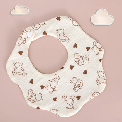 Baby Gauze Bibs Pure Cotton Class A Saliva Towel Milk Spilt Prevent Grass and Wood Dyed 360 Degrees Newborn Bib