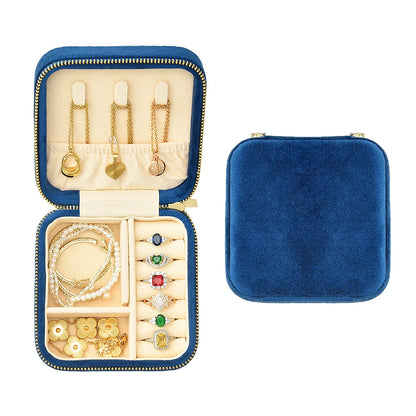 TAIMY Luxury Velvet Jewelry Box Mini Portable Travel Personalise Custom Logo Jewellery Box Square Ring Earrings Storage Case