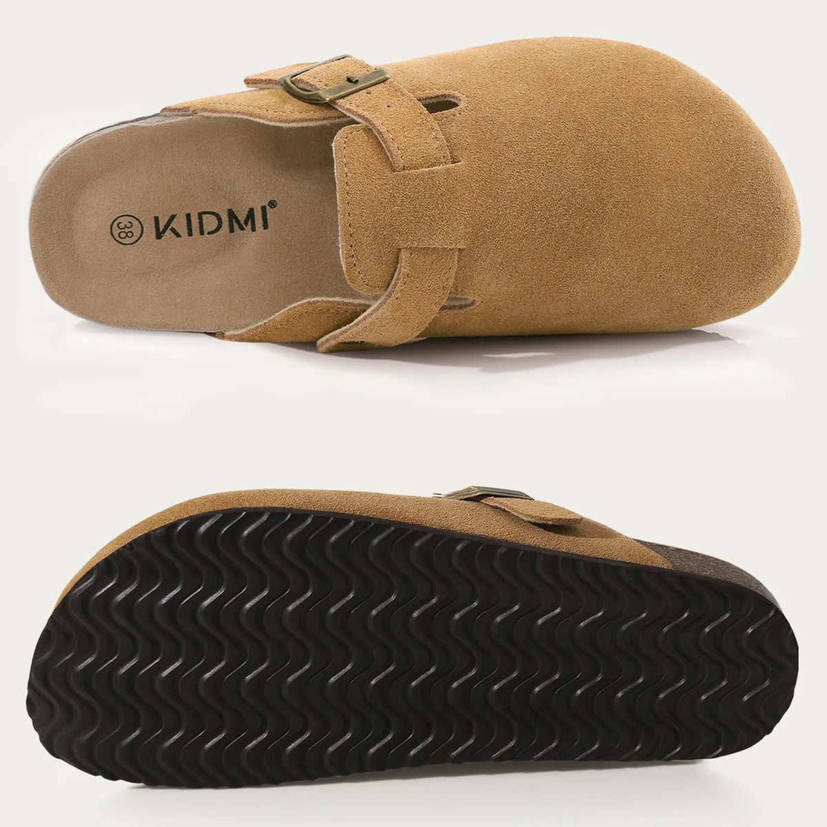 Litfun Suede Women's Clogs with Adjustable Strap Cork Footbed Leather Mules with Arch Support Unisex Outdoor Clogs Potato Shoes