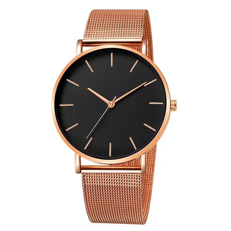 Reloj Mujer Ladies Fashion Metal Hour Casual Watch Simple Quartz Wrist Watch Female Black Mesh Stainless Steel Watch Saa Bracele