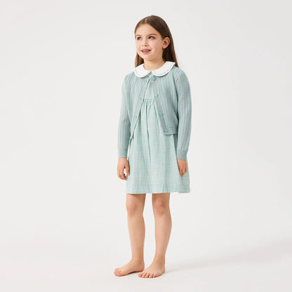 AS SS26 Sage Collection 100% Cotton Gingham Girls Embroidery Collar Dress Cable Sweater Top Brother Sister Family Matching