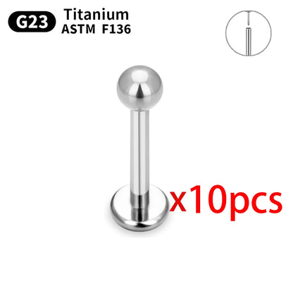 1.5mm/2mm/3mm/4mm 10pcs G23 Titanium Piercing Labret Lip Stud Earrings for Women Wholesale Body Jewelry Nasal 20/18/16G Labret