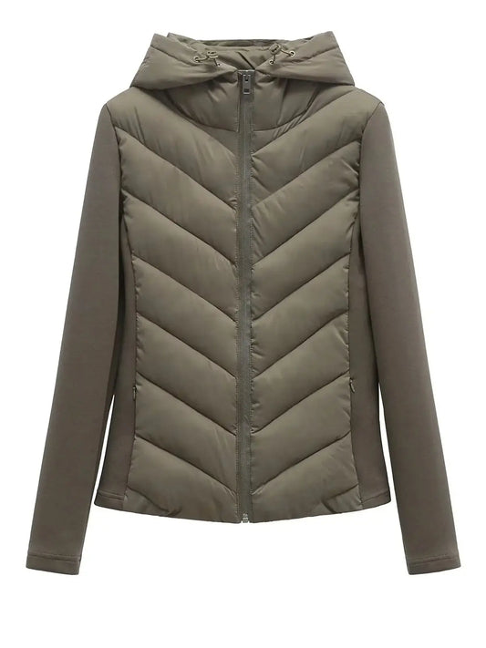 Women's Hooded Chevron-Quilted Jacket