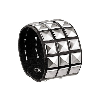 80s Black Round Square Gothic Spike Bracelet Punk Rock Bracelet Studded Faux Leather Bracelet for Men Women