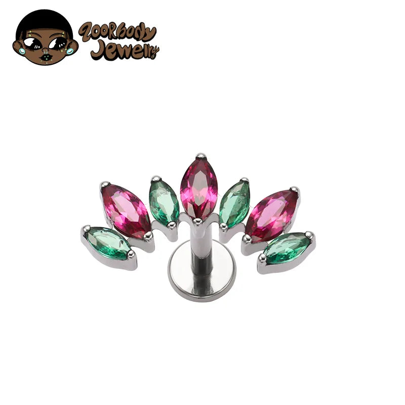 ASTM F136 Titanium Ear Climber Cartilage Helix Earring 16G Curved Marquise CZ Tragus Labret Stud Flat Back Piercing Body Jewelry