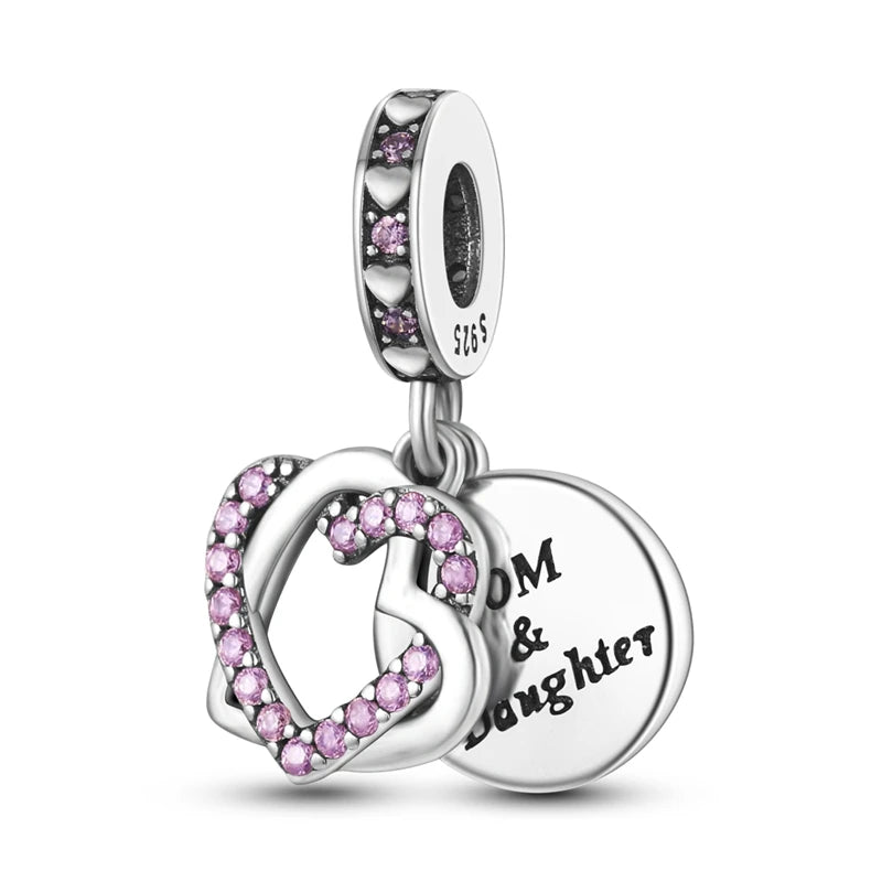 Pink Charms Original 925 Sterling Silver Heart Bow Perfume Bottle Charms Beads Pendants Fit Bracelet DIY Women Jewelry Making