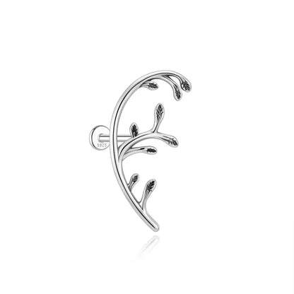 AIDE 925 Sterling Silver Shiny Hollow Lotus Flower Crown Flat Back Internal Thread Piercing Earring For Women INS Dainty Luxury