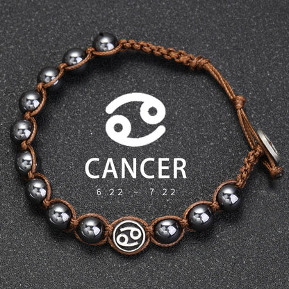 Hand Knitted 12 Zodiac Bracelets Hematite Stainless Steel Leo Libra Bracelet Couples Friendship Gifts Bracelets Jewelry