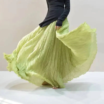Pleated Long Skirts Women 2026 Spring Summer Fashion Loose Casual Elegant Maxi Skirt