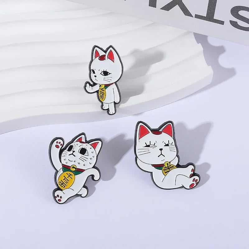 Funny Middle Finger Cat Enamel Pins - Turbo Granny Spying Cartoon Anime Characters Brooches Lapel Badge for Humorous Gifts