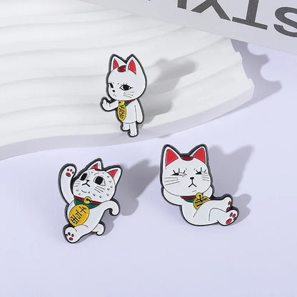 Funny Middle Finger Cat Enamel Pins - Turbo Granny Spying Cartoon Anime Characters Brooches Lapel Badge for Humorous Gifts
