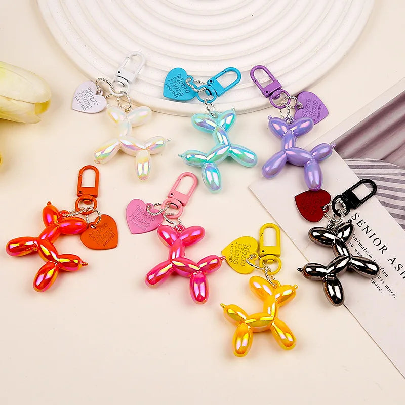 Cute Acrylic Cartoon Balloon Dog Keychains For Women Girls Bag Pendant Car Key Chains Fashion Jewelry Gift Decoration Accessory