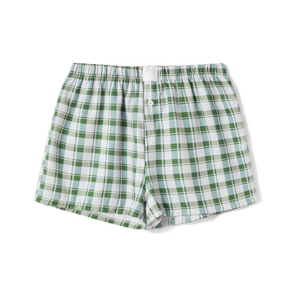 hirigin Women Y2k Gingham Boxer Shorts Stripes Button Elastic Waist Boxers Cute Mini Bloomers Plaid Loose Fit Boy Shorts