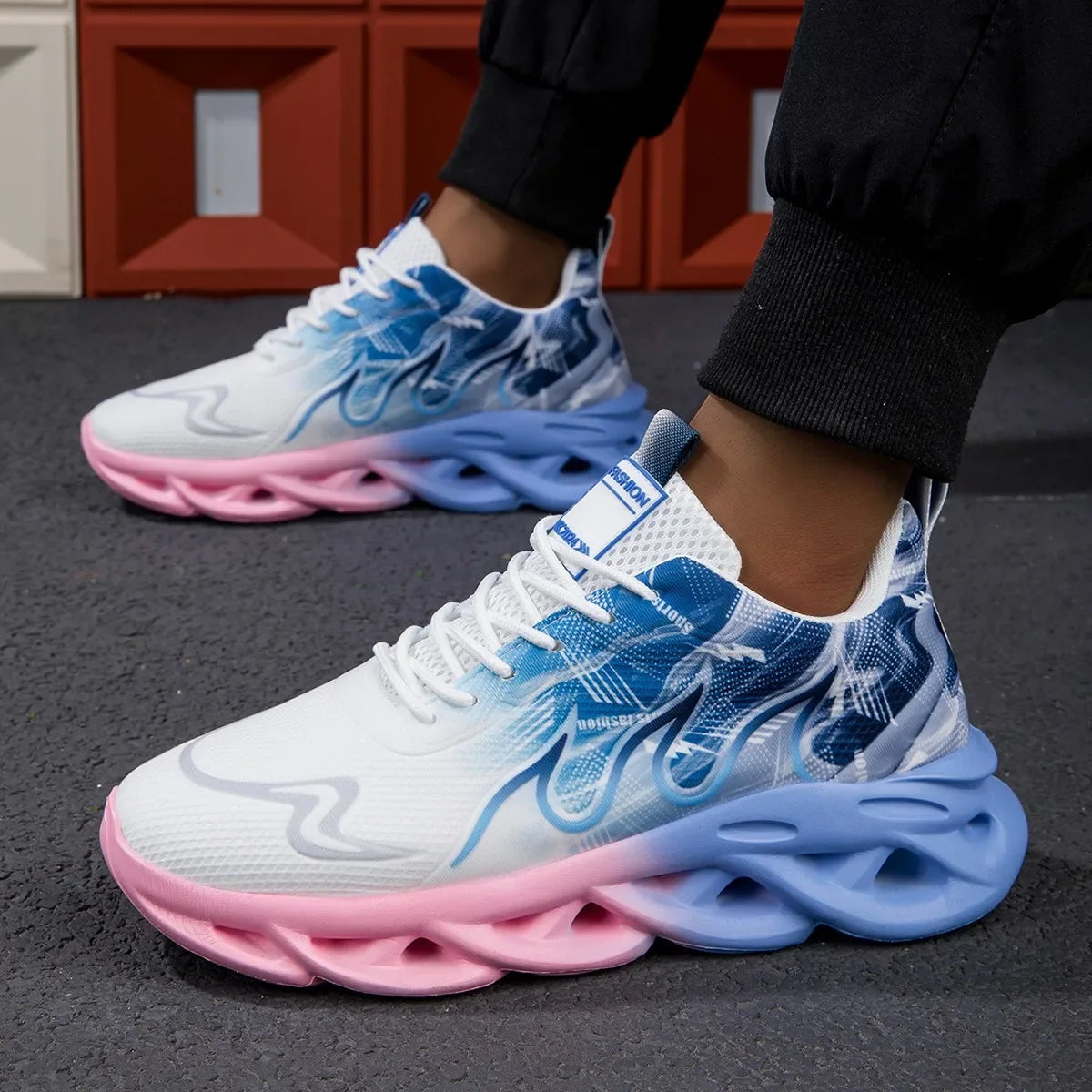 ELUVA Unisex Running Shoes Women Men Lightweight Mesh Breathable Comfortable Flat Soft Tennis Shoe Non Slip Lace-up Sneakers Man