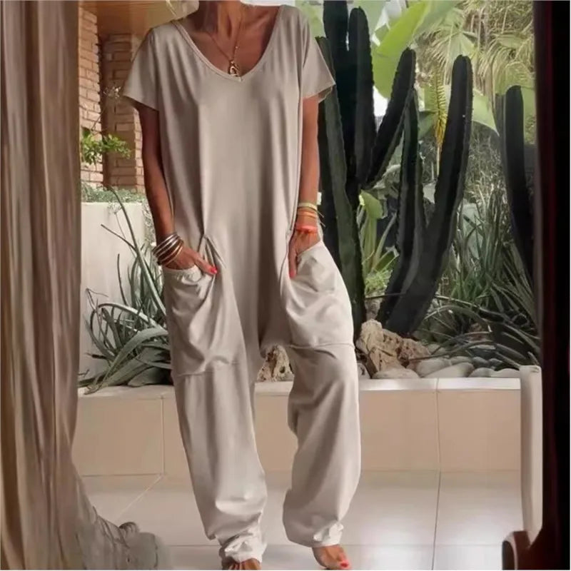 Jumpsuits Woman 2024 Spaghetti Strap Loose Elegante Playsuit Pantalones Informales Jumpsuit Women Summer Wide Leg Long Pants