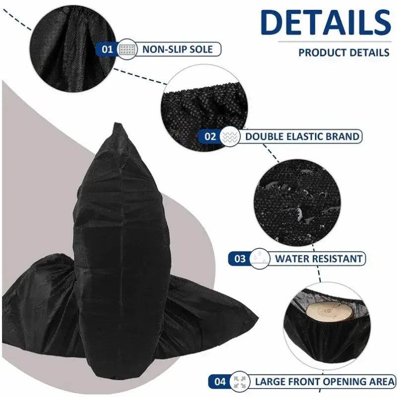 300/200/100PCS Disposable Boot Shoe Covers Foot Booties Shoe Coverings Non Slip Shoe & Boot Covers for Indoor Home Workplace