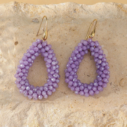 Boho Style Multicolor Water Drop Earrings for Women Elegant Handmade Crystal Beads Hanging Earrings Summer Beach Party Jewelry