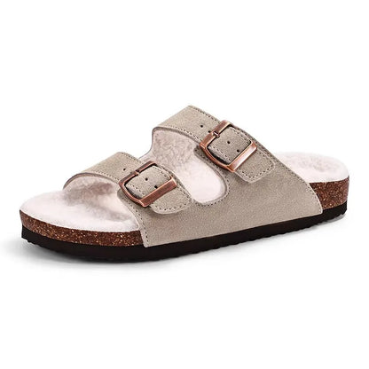 Asgard Women's Suede Clogs Leather Mules Cork Footbed Sandals Arch Support Aldult Four Seasons Adjustable Buckle Potato Shoes