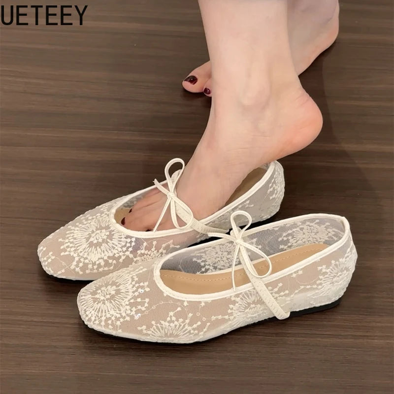 Breathable Women Mary Jane Flats Shoes Fashion Butterfly-knot Shoes Laides Soft Sole Comfort Street Style Shoes