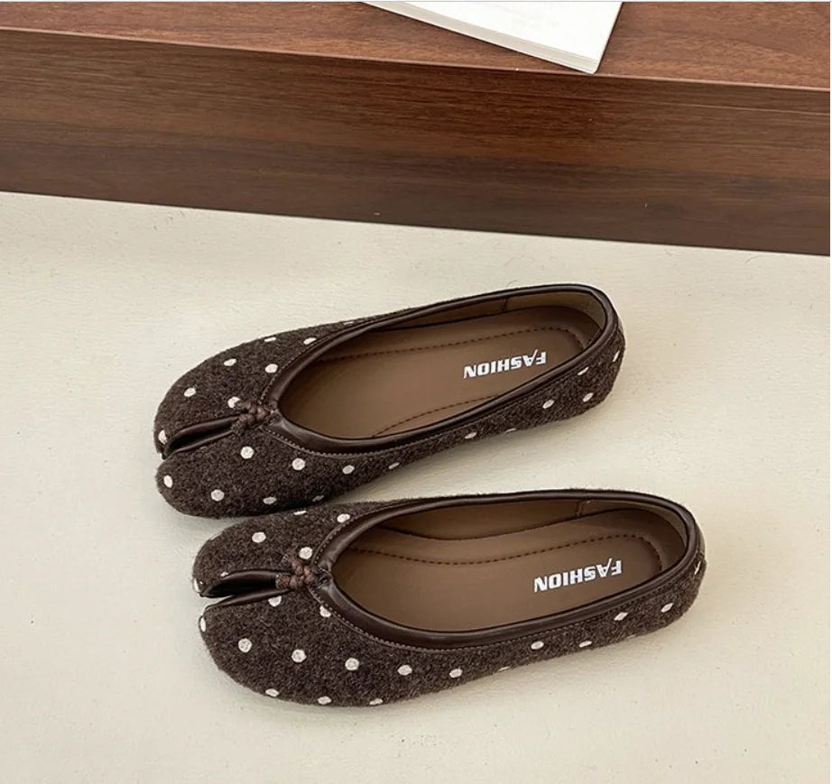 Fashion Bowknot Split Toe Women Tabi Ninja Ballet Flats Slippers Comfortable Walking Loafers Sweet Ladies All-match Mules Shoes