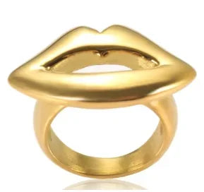Crystal High End Non Tarnish Fashion Geometric Open Gold Plated Stainless Steel Rings for Women Wedding Ring Jewelry