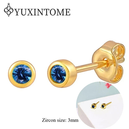 925 Sterling Silver Ear needles Crystal Zircon Small studs Earrings for Women gold-plated round Piercing Earrings New in 2022