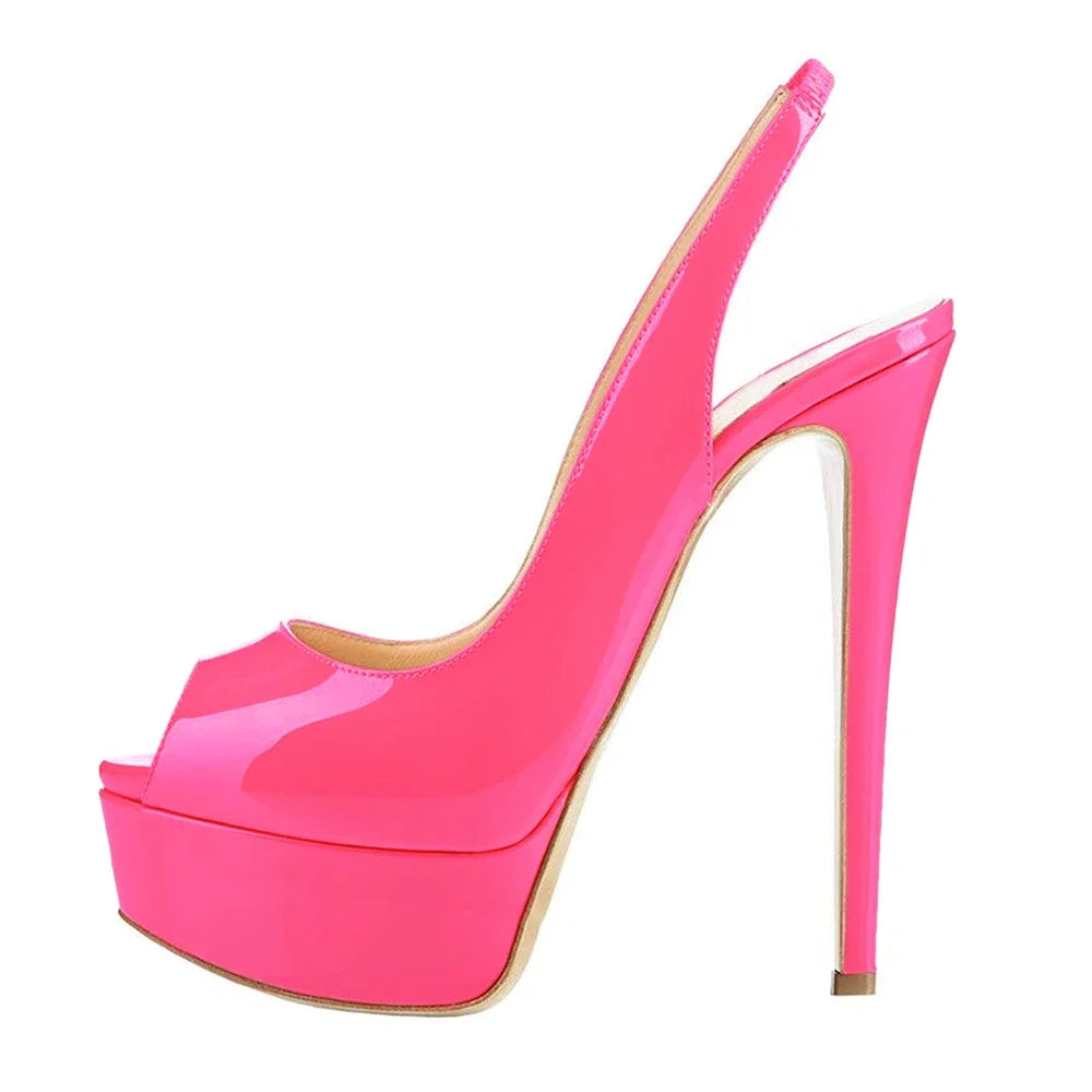 LOSLANDIFEN New 14CM Platform Super High Heels For Woman Sexy Open Toe Sandals Gladiator Party Dress Women Shoes Plus Size 42