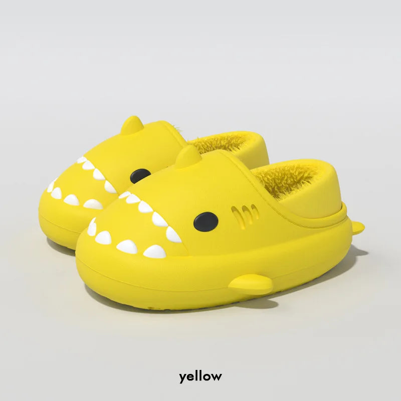 Litfun Fuzzy Shark Slippers For Women Men Winter Indoor Plush Cartoon Cotton Shoes New Outdoor Adults Kids Waterproof Furry Shoe