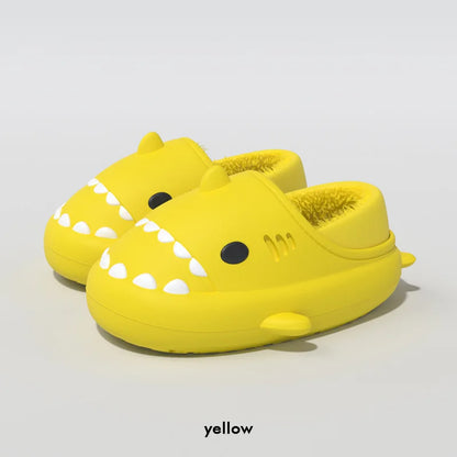 Litfun Fuzzy Shark Slippers For Women Men Winter Indoor Plush Cartoon Cotton Shoes New Outdoor Adults Kids Waterproof Furry Shoe