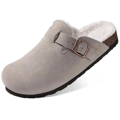 Asgard Women's Suede Clogs Leather Mules Cork Footbed Sandals Arch Support Aldult Four Seasons Adjustable Buckle Potato Shoes