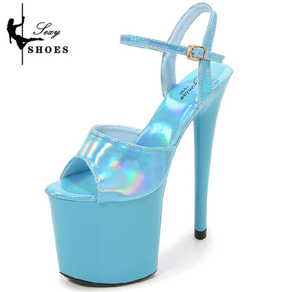 New 20CM/8Inch High Heels Dance Shoes Sandals Women Summer New 2023 Buckle Strap Platform Club Stiletto Gladiator Stripper Heels