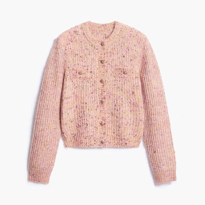 Elegant Knit Women's Short Cardigans Fashion O-neck Single Breasted Full Sleeve Female Sweater 2026 Autumn Lady Casual Knitwear