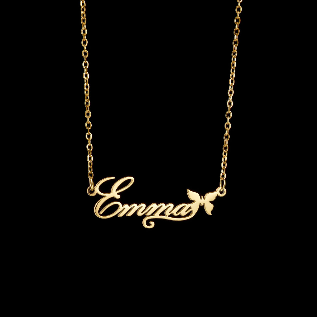 Atoztide Multiple Custom Name Frosted Necklaces Full Stone Butterfly Chain Stainless Steel for Women Pendant Jewelry Gifts