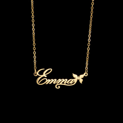 Atoztide Multiple Custom Name Frosted Necklaces Full Stone Butterfly Chain Stainless Steel for Women Pendant Jewelry Gifts