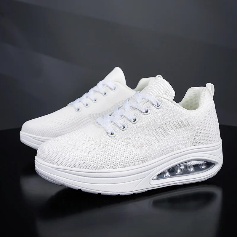 Summer Trend Shoes for Woman Thick Soled High-quality Outdoor Walking Vulcanized Shoes, Mesh Breathable Casual Platform Shoes