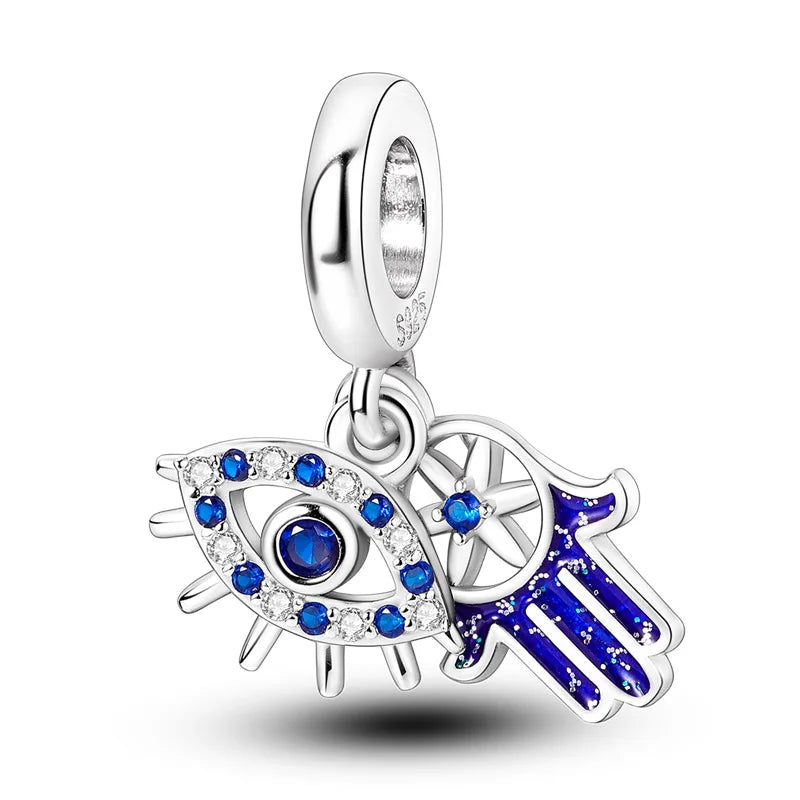 100% Real 925 Silver Classic Devil's Eye Charms Beads For Women Fit Original Qikaola Bracelets Fine DIY Jewelry Making