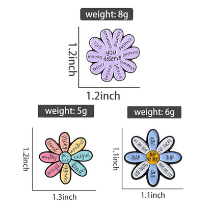Motivational Flower Brooch Enamel Pins Encouraging Quotes You are Enough Worthy Strong Brooch Bag Clothes Badge Gift for Friends