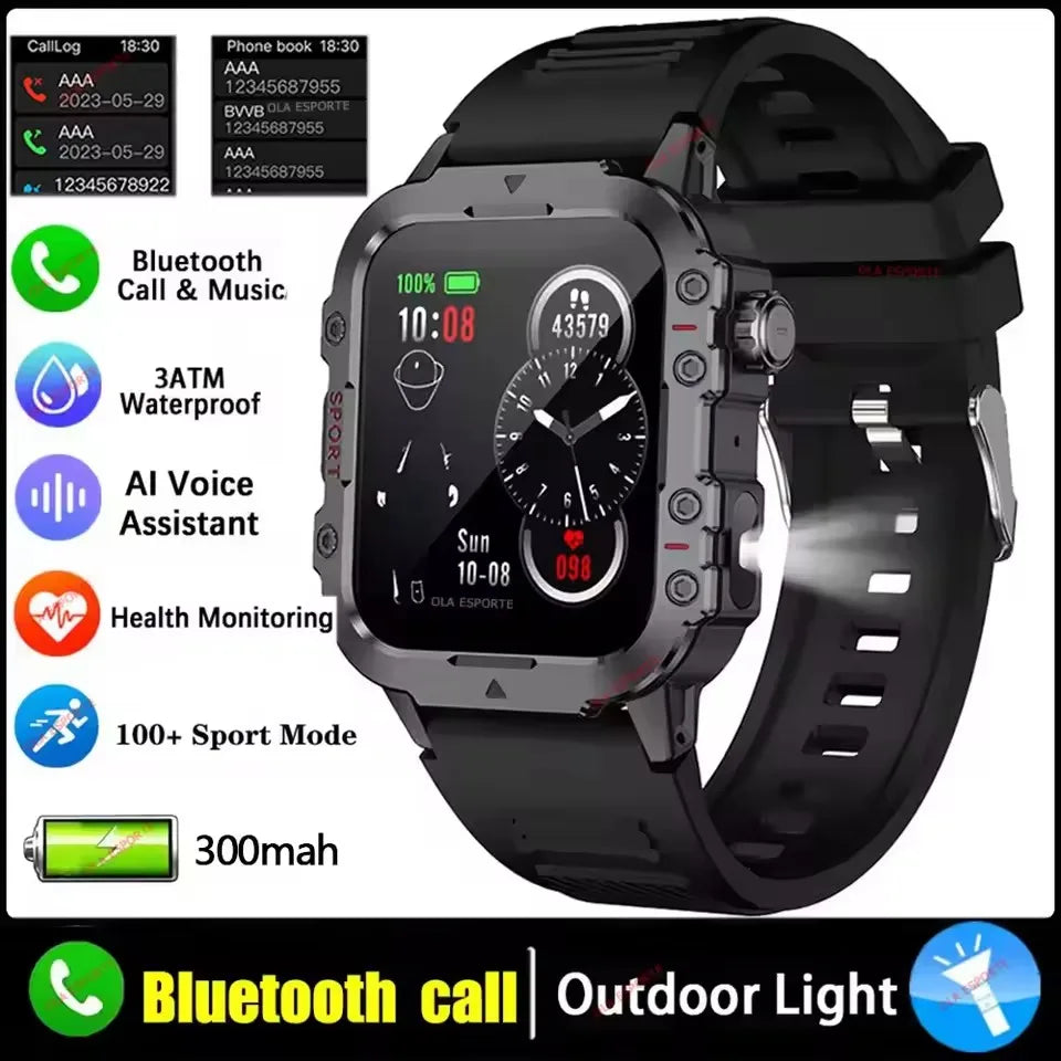2026 New Rugged Military GPS Smart Watch Men Bluetooth Call Health Monitoring Sports 5ATM Waterproof Smartwatches Man Pk Ht22
