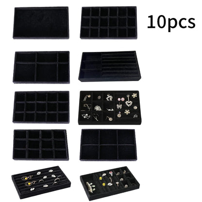 1 Set, (Including 8PCS) Flocking Jewelry Box Jewelry Tray