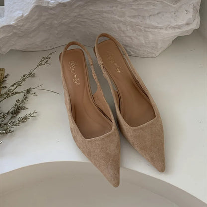 Women's Pointed-Toe Low-Heel Slingbacks in Style Options