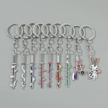 Anime Demon Slaye Sword Keychains Mini Japanese Katana Collection Souvenir Key Chains Enamel Pin Pendant Decor Exquisite Gifts
